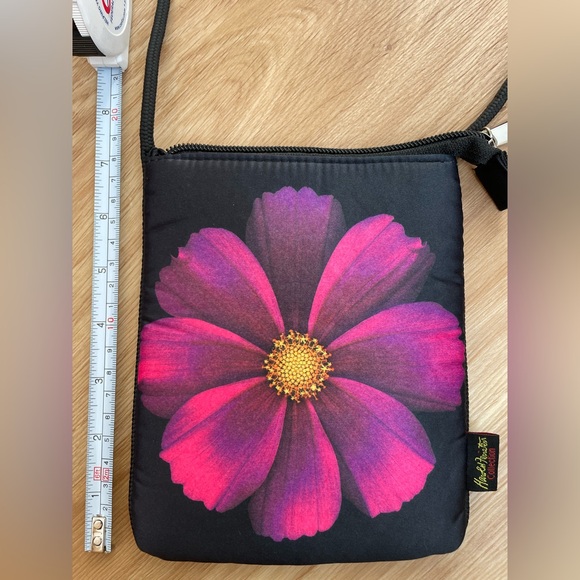 Rare Harold Feinstein Collection small black crossbody bag purse pink sunflower - Picture 5 of 8